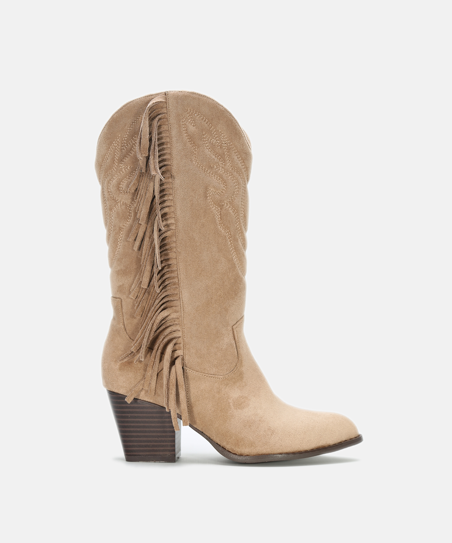 Botas de cowboy com franjas e salto m&eacute;dio